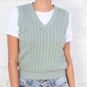 Brandy Melville Pale Green Cable Knit Vest One Size